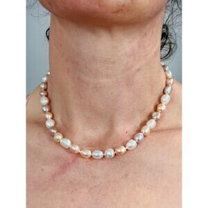 Multicolor Pastel Pink White Purple Pearl Bridal Necklace Sterling Silver